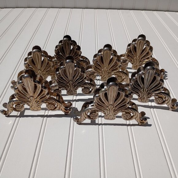 Silverplate Knife Rest SET OF 8 Silver Plated Neoclassical Fleur de Lis Vintage - Picture 3 of 11